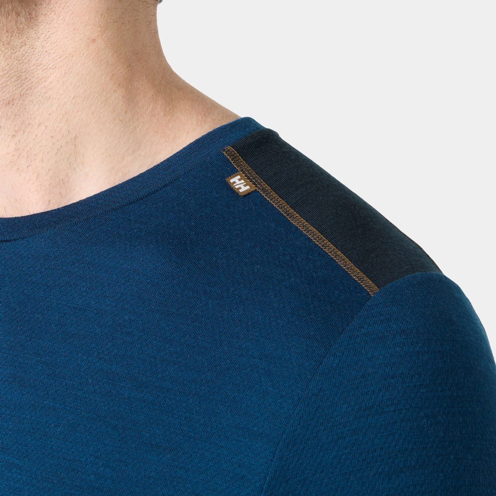 Men's Merino Wool Base Layer Top - Blue
