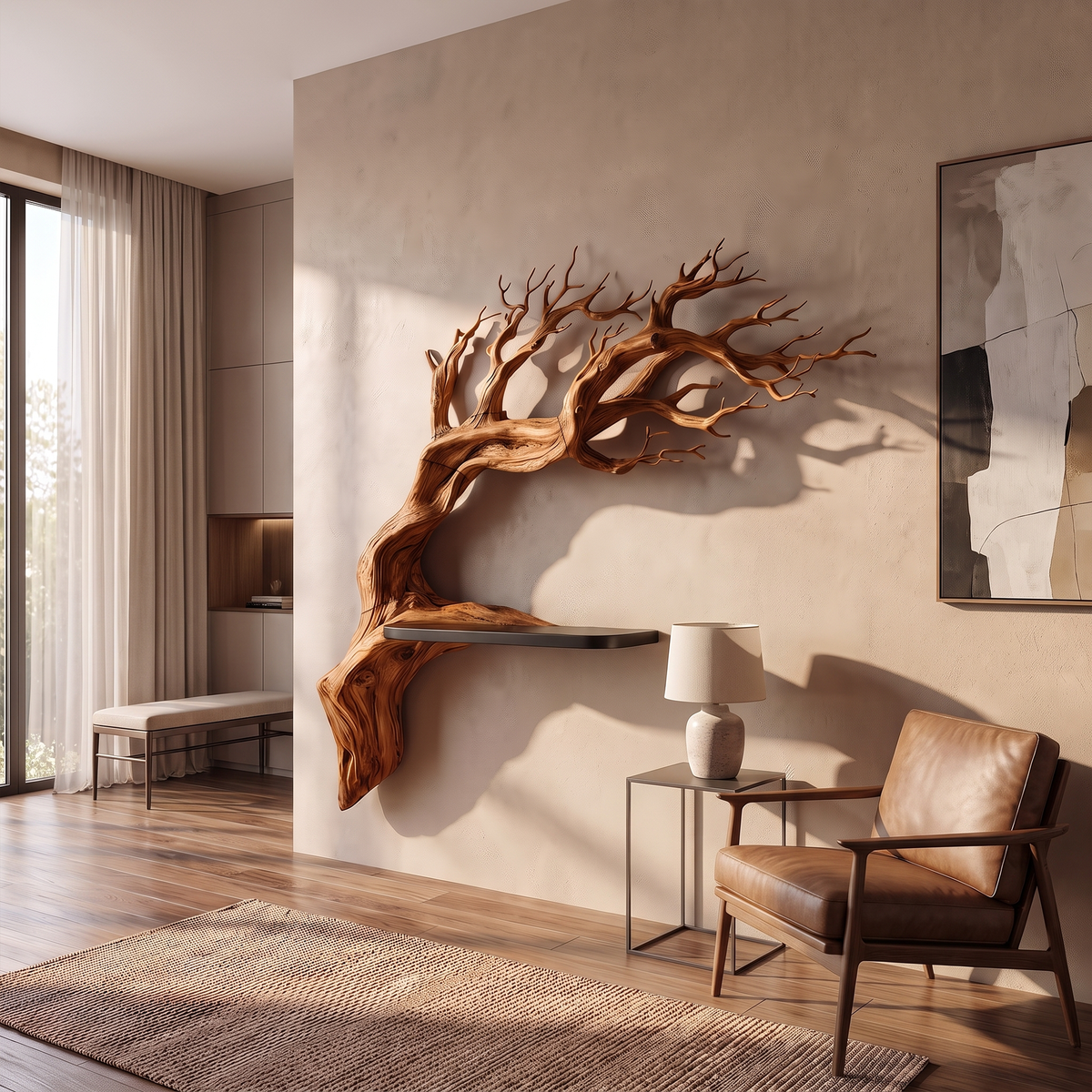 Rustic Branch Floating Shelf Artistic Bedroom Wall Decor
