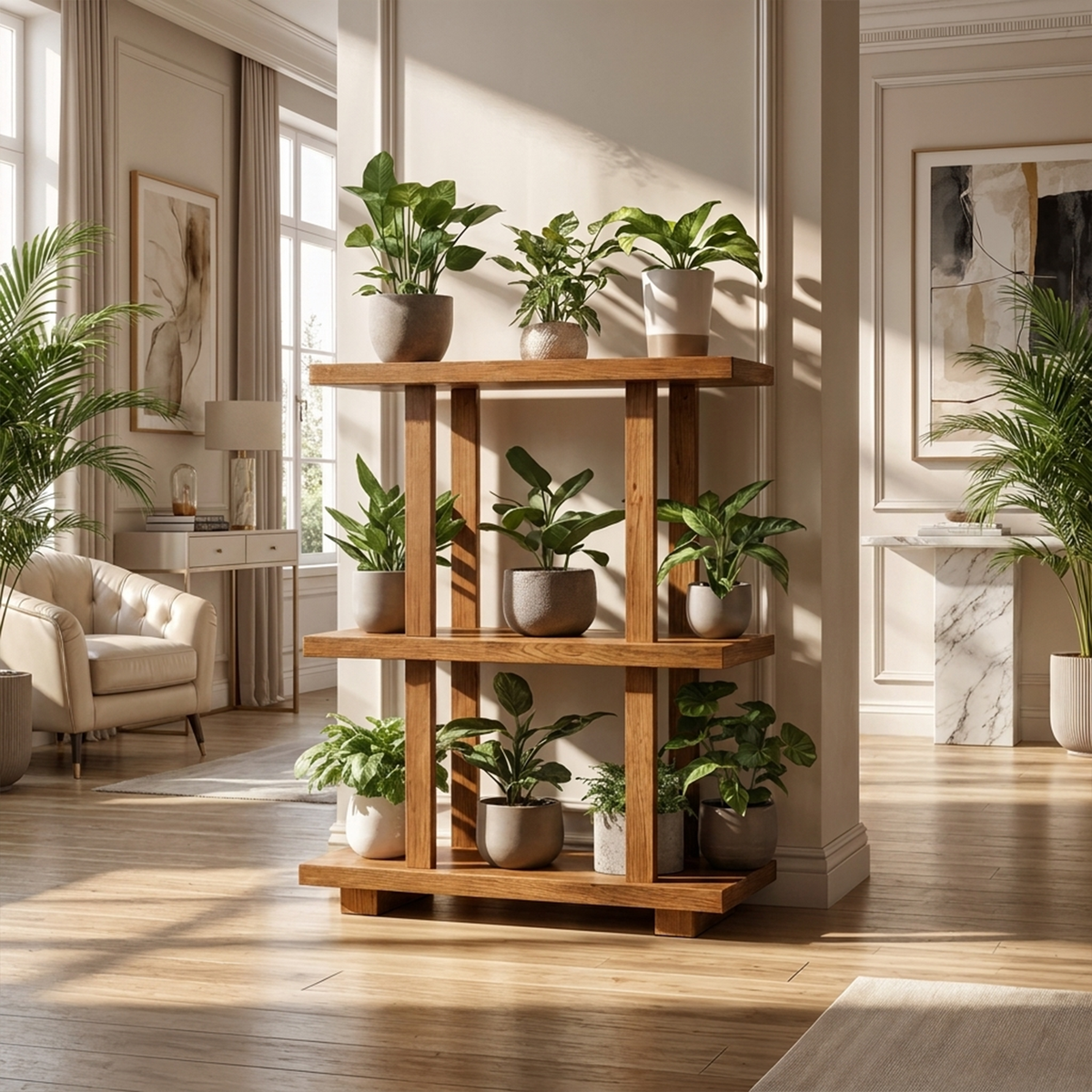 Mid Century Plant Shelf Indoor Garden Decor