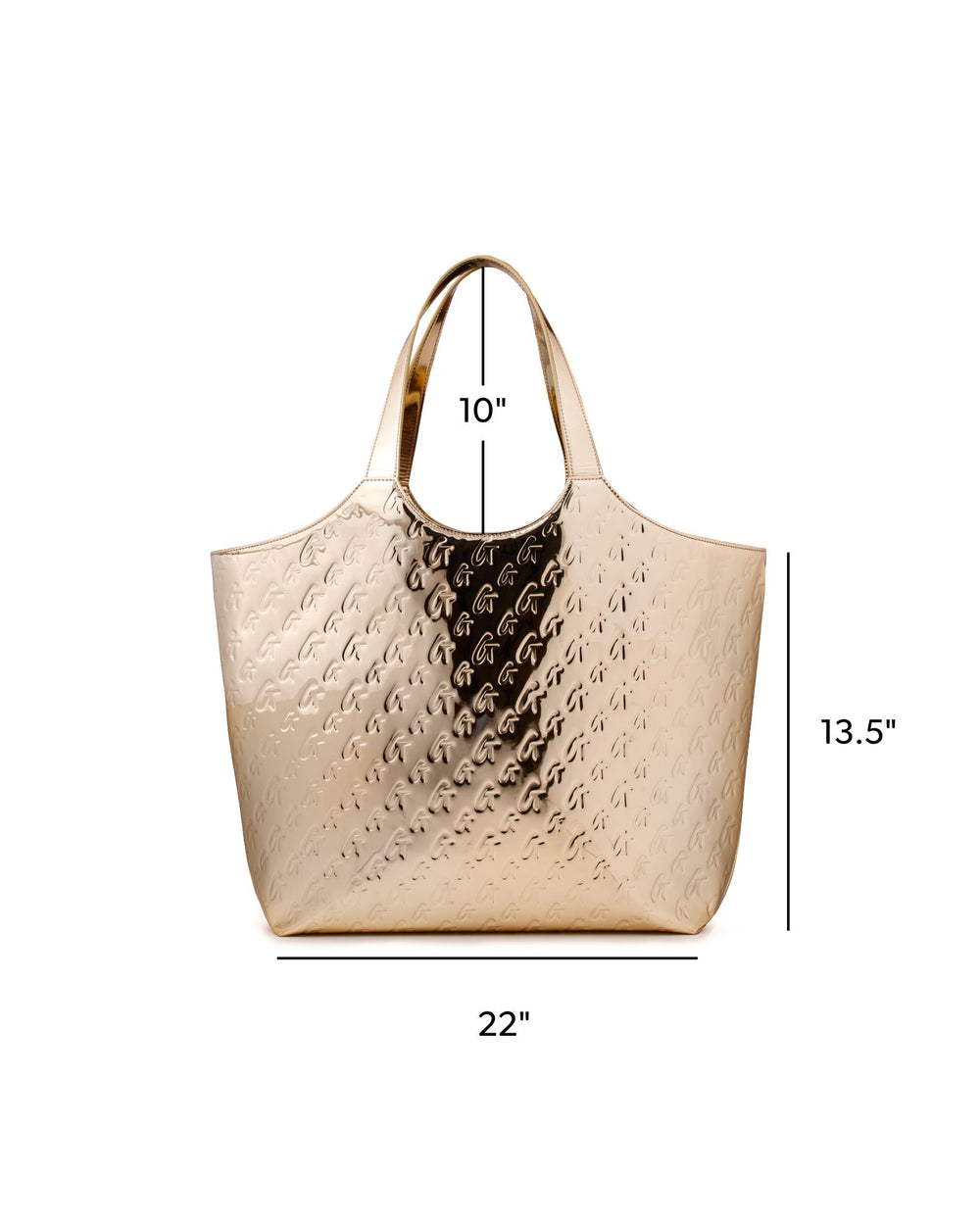 Metallic Vegan Leather Maxi Tote - Gold