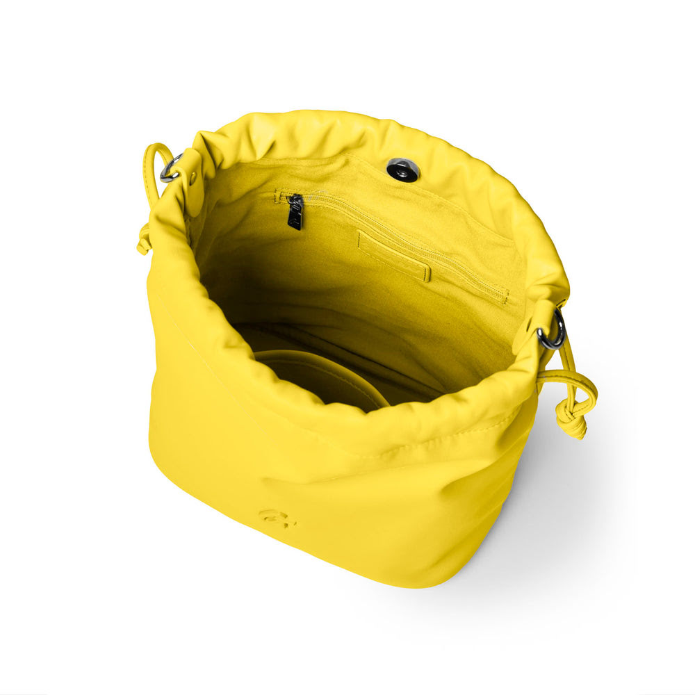 Medium Vegan Leather Bucket Bag - Yellow