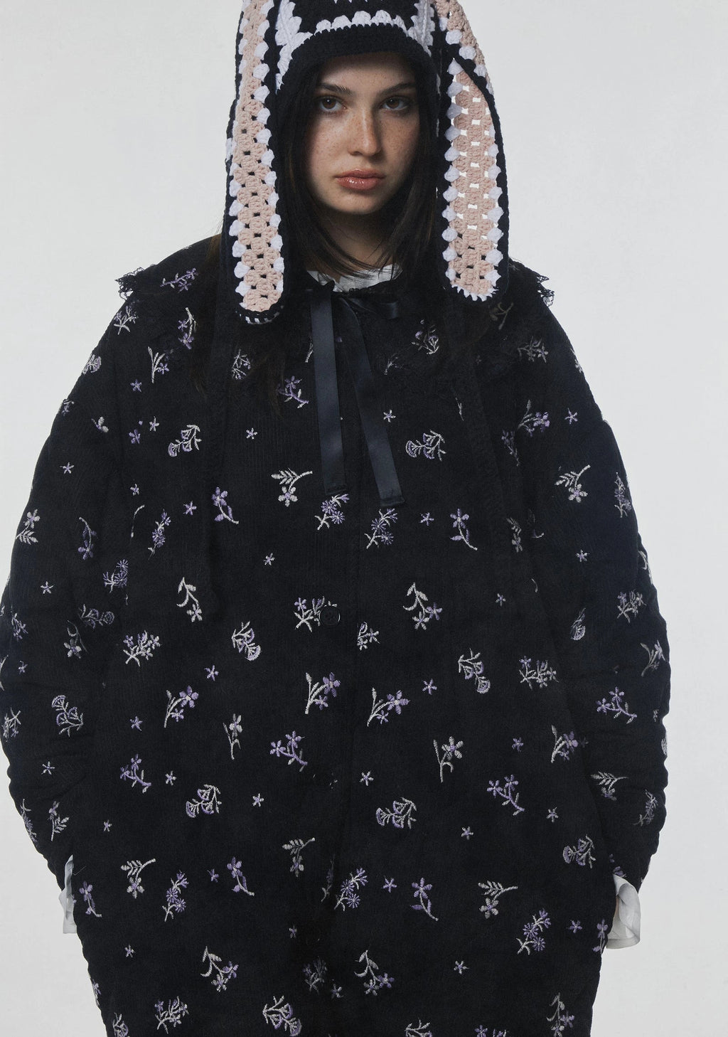 Quilted Corduroy Maxi Coat - Black