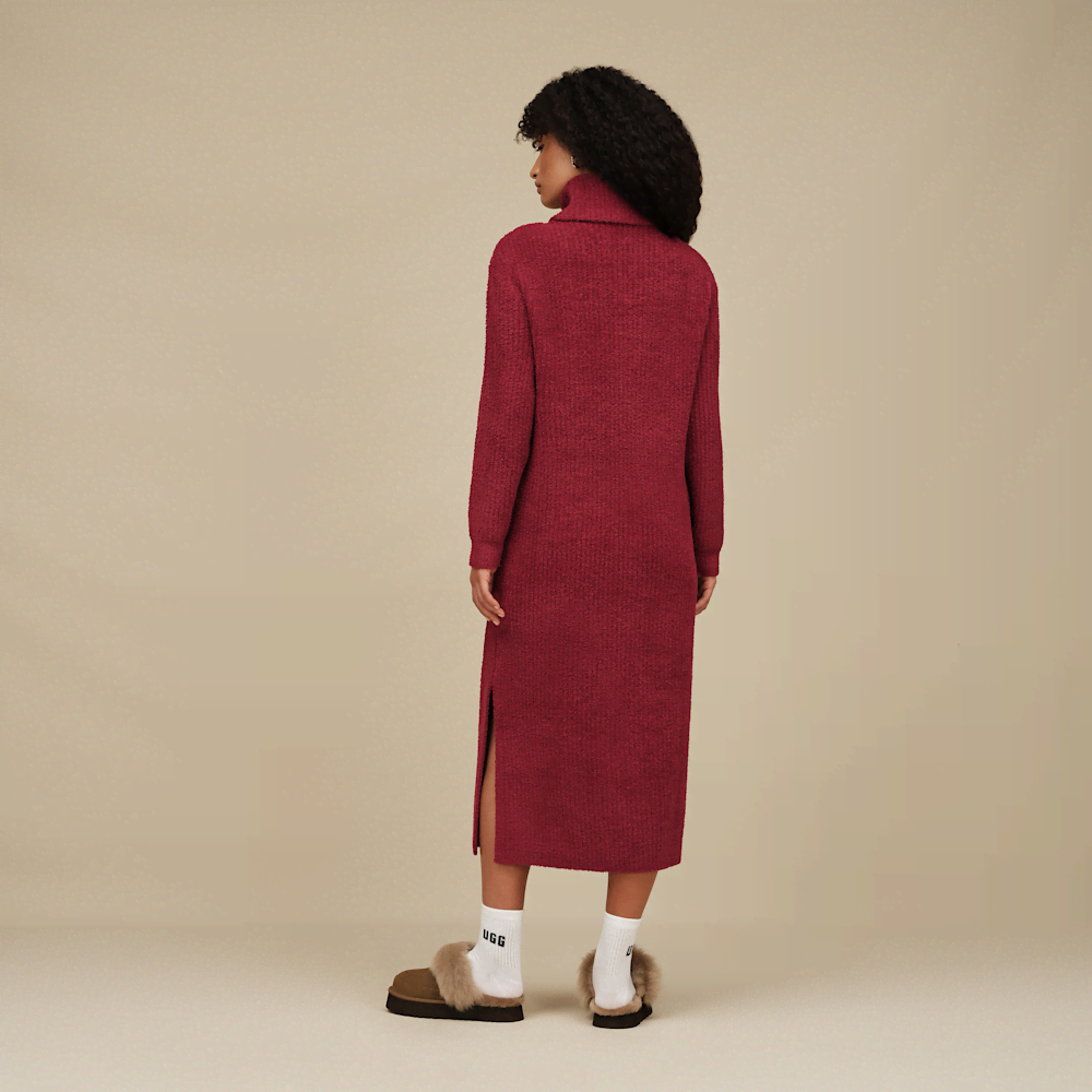 Women's Ribbed Turtleneck Maxi Dress - Brown