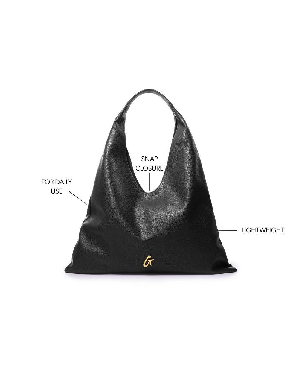 Oversized Pebbled Shoulder Bag - Black
