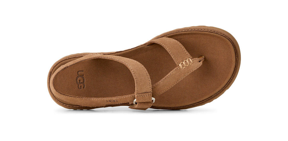 Women's Suede Toe-Post Sandal - Wheat