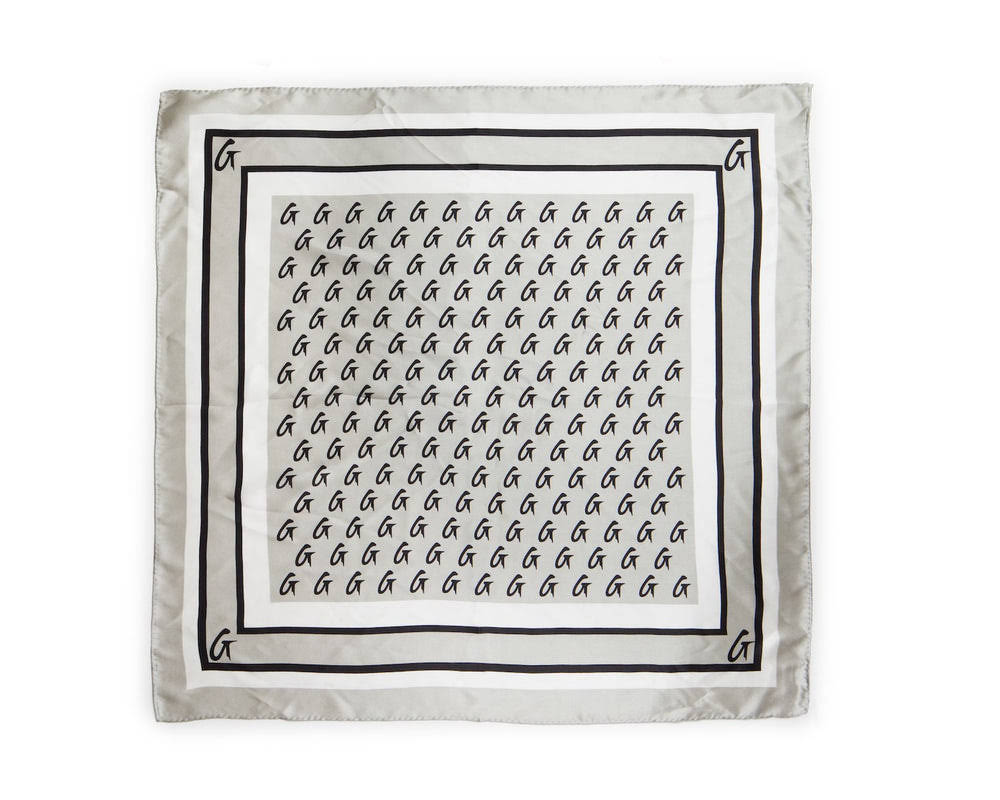 Medium Printed Silk Scarf - Silver