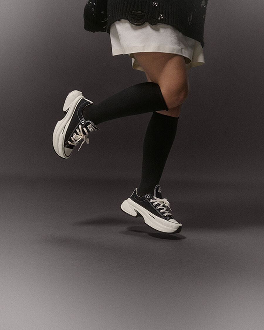 Canvas Platform Low Top Sneaker - Black - Black/Egret/Black
