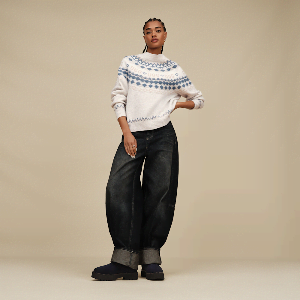 Women's Fair Isle Crewneck Sweater - Grey