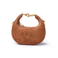Mini Suede-Feel Crescent Bag - Brown