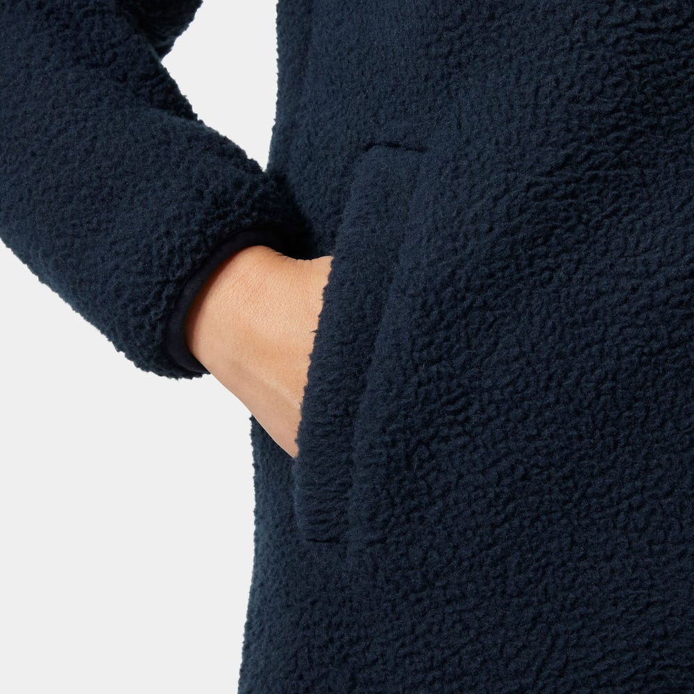 Women's Hooded Pile Fleece Jacket - Purple