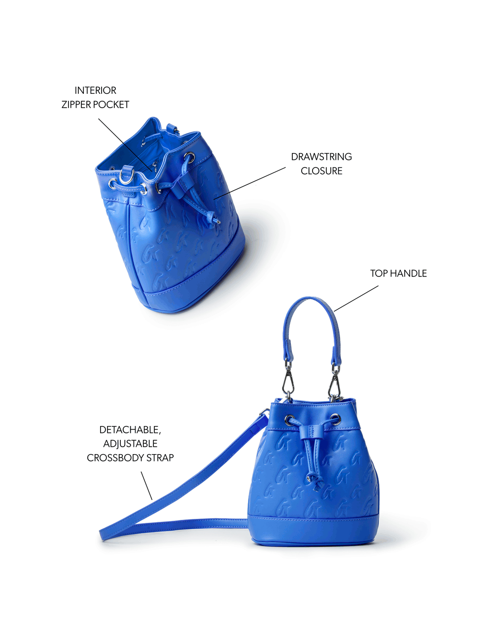 Mini Patterned Bucket Bag - Blue