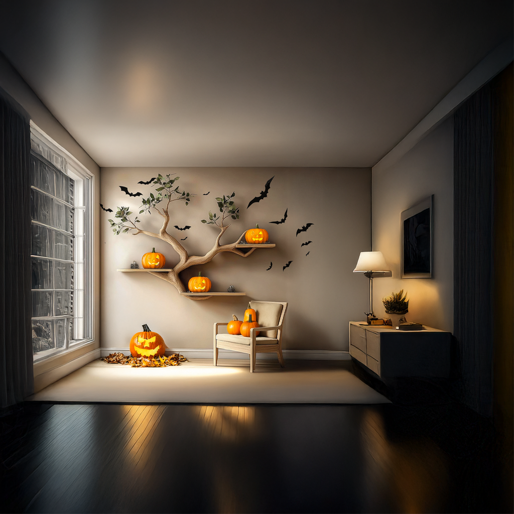 Rustic Wooden Tree Shelf