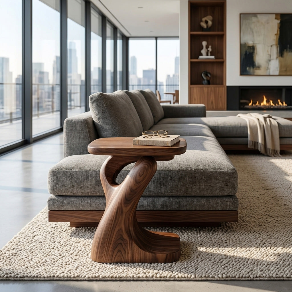 Modern Sculptural Side Table For Living Room Or Bedroom