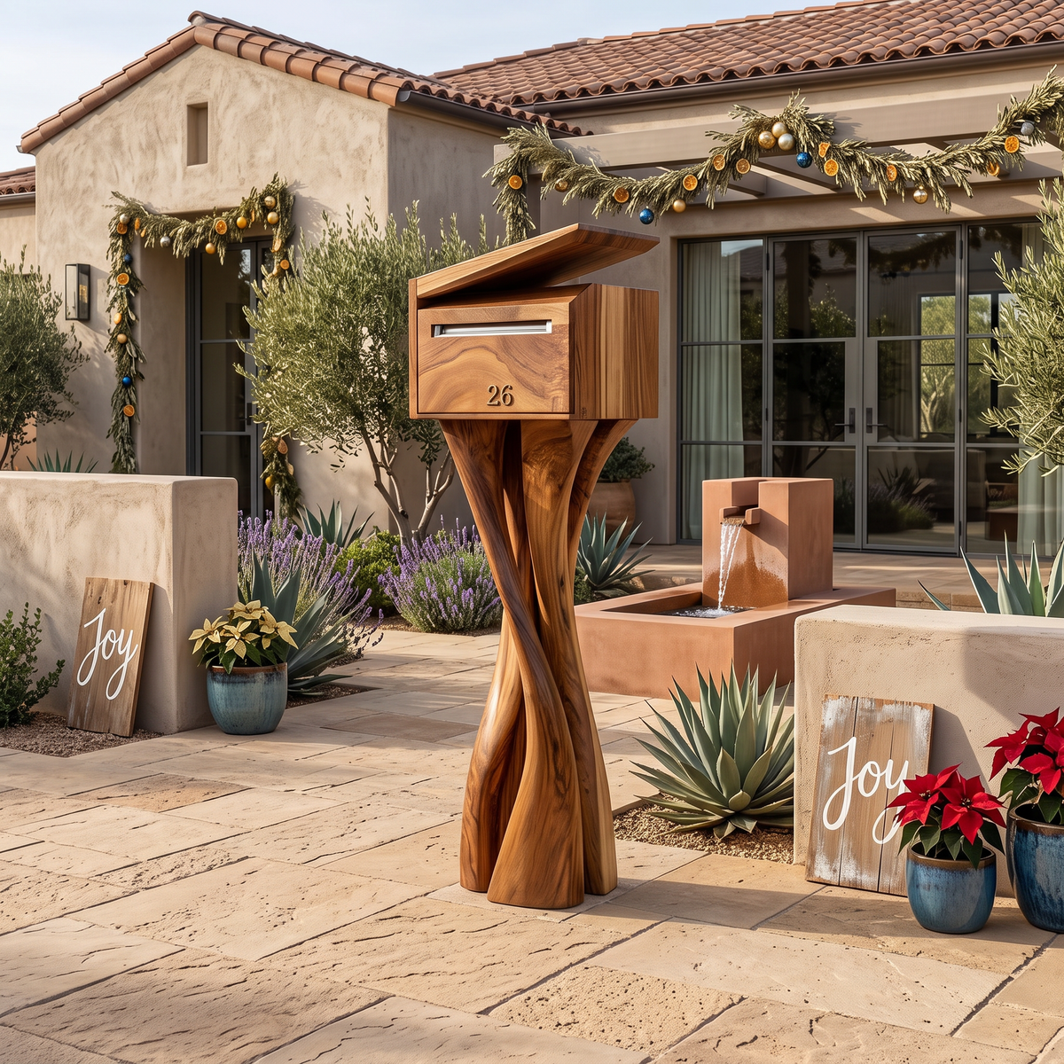 Handcrafted Solid Wood Sculpture Mailbox For Outdoor Furniture Decor