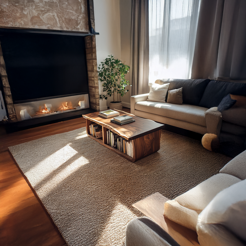 Mid Century Curved Live Edge Coffee Table