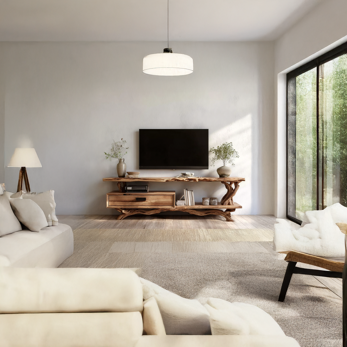 Rustic Live Edge Wood TV Cabinet
