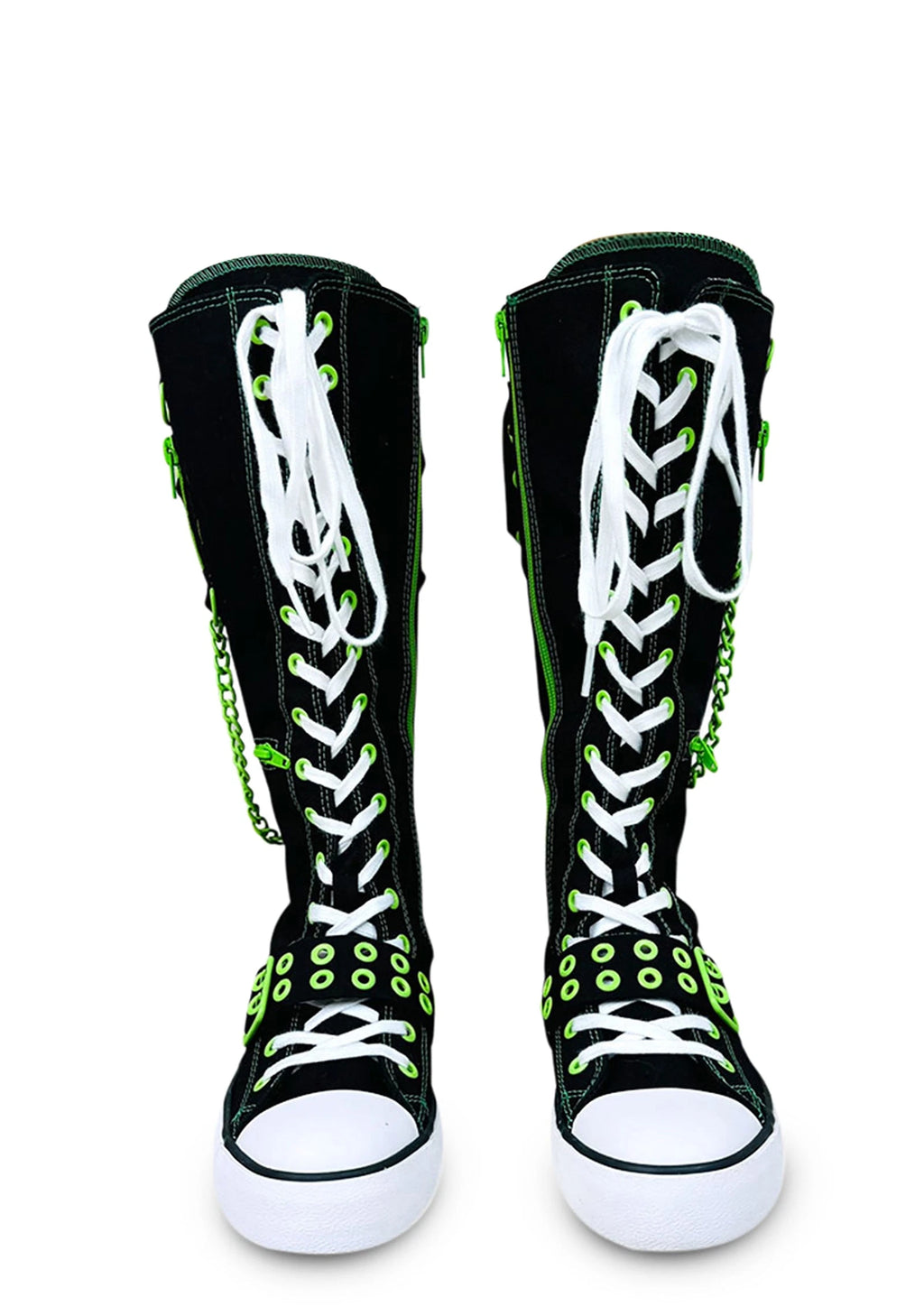 Canvas Knee-High Sneakers - Black & Green
