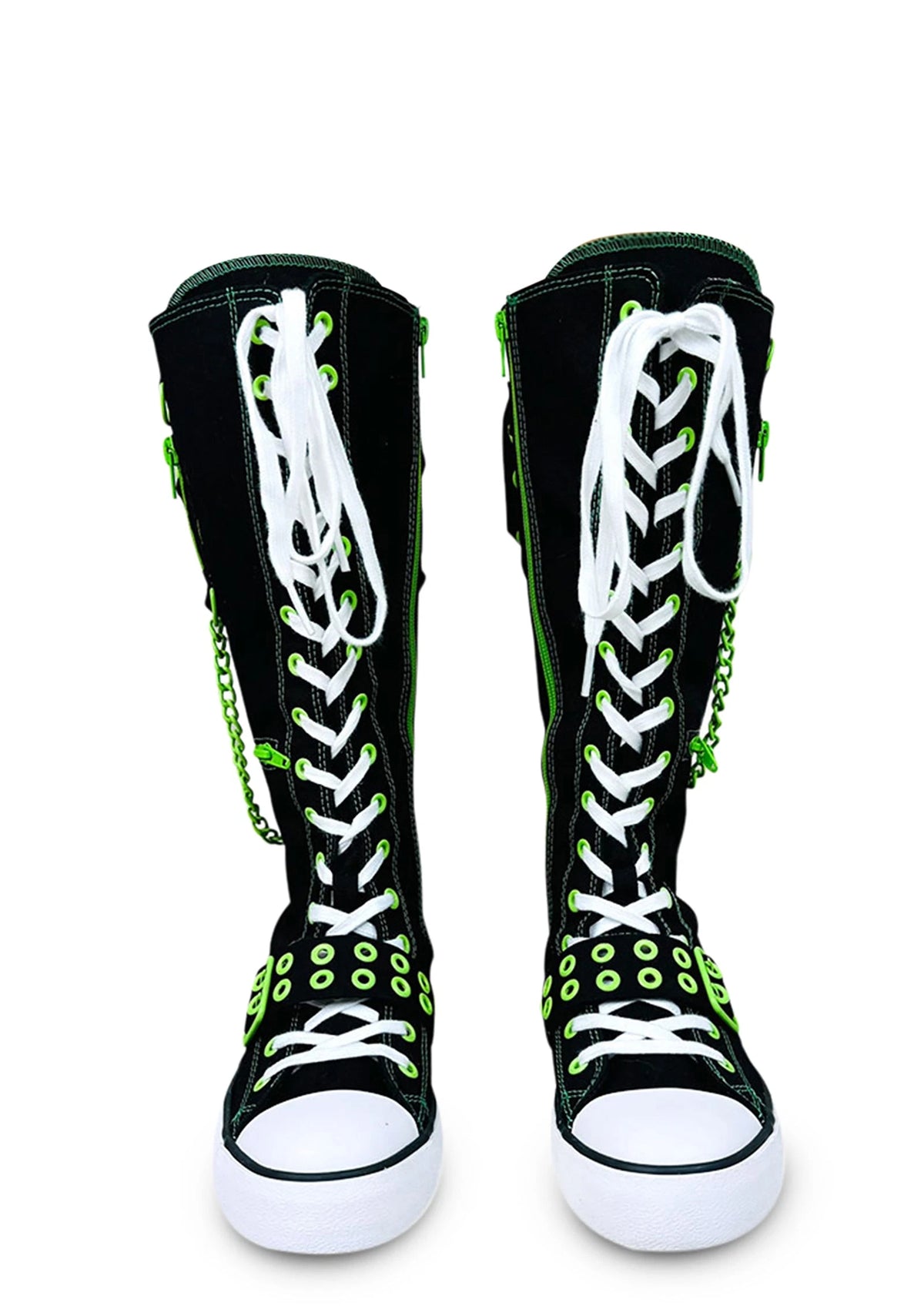 Canvas Knee-High Sneakers - Black & Green