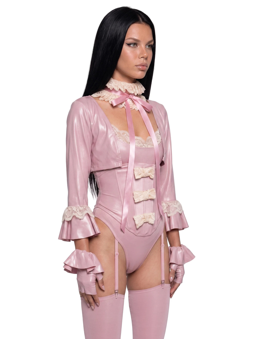 Pink Metallic Bodysuit Costume Set