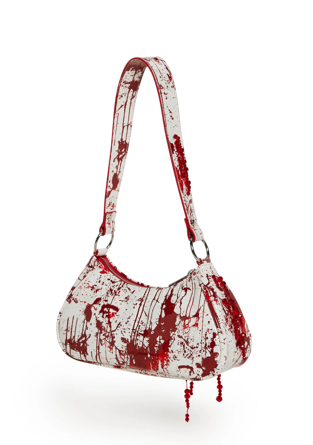 Red Splatter Faux Leather Shoulder Bag
