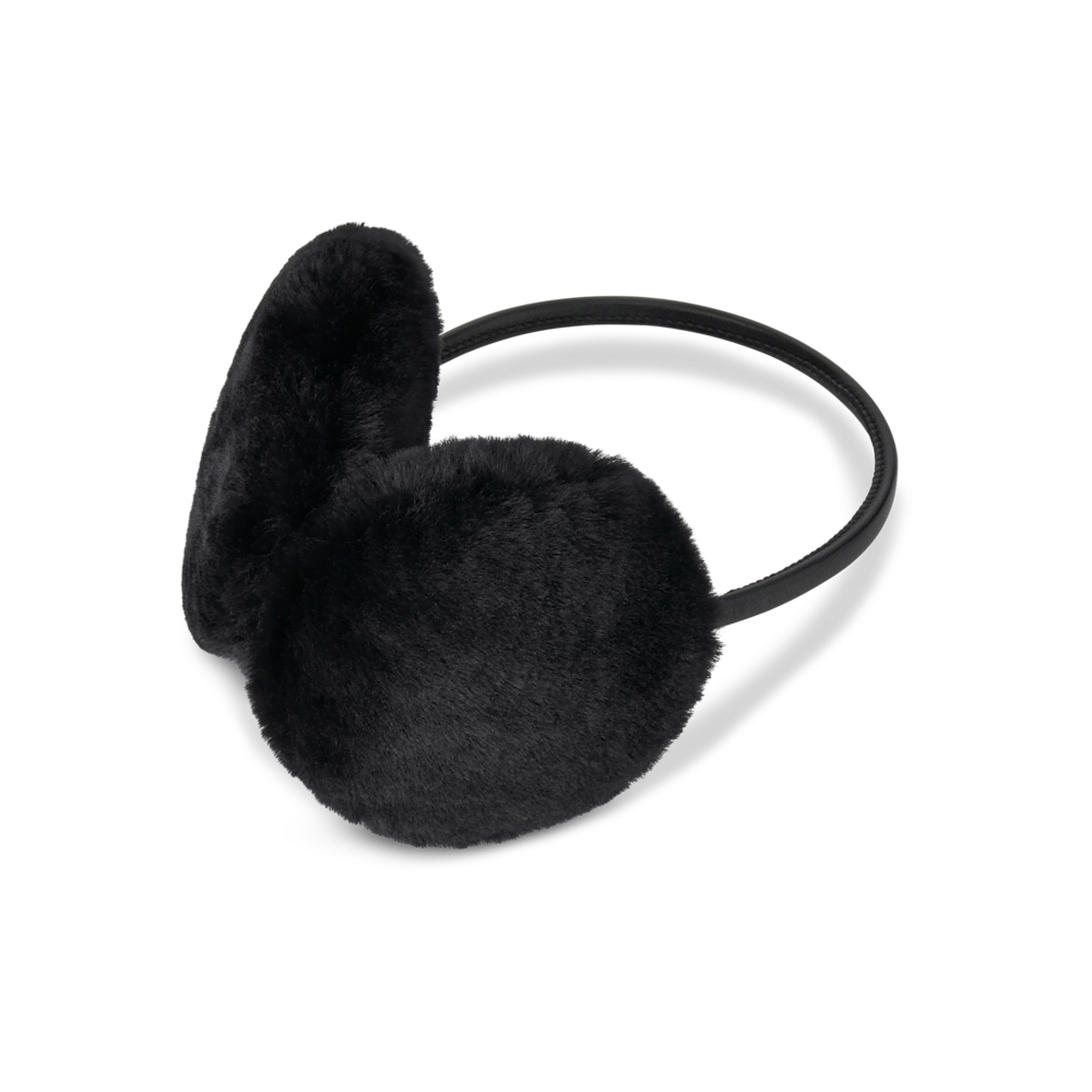 Women's Slim Leather Band Earmuffs - Black