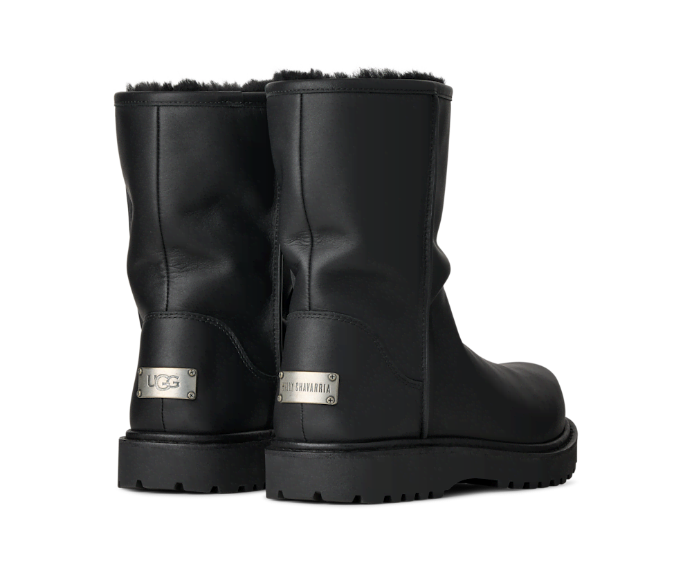 All-Gender Slouch Leather Sheepskin Boot - Black