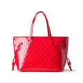 Mirrored Vegan Leather Tote - Red