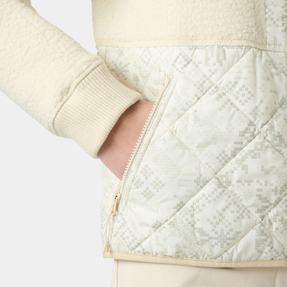 Women's Quilted Pile Fleece Jacket - Cream