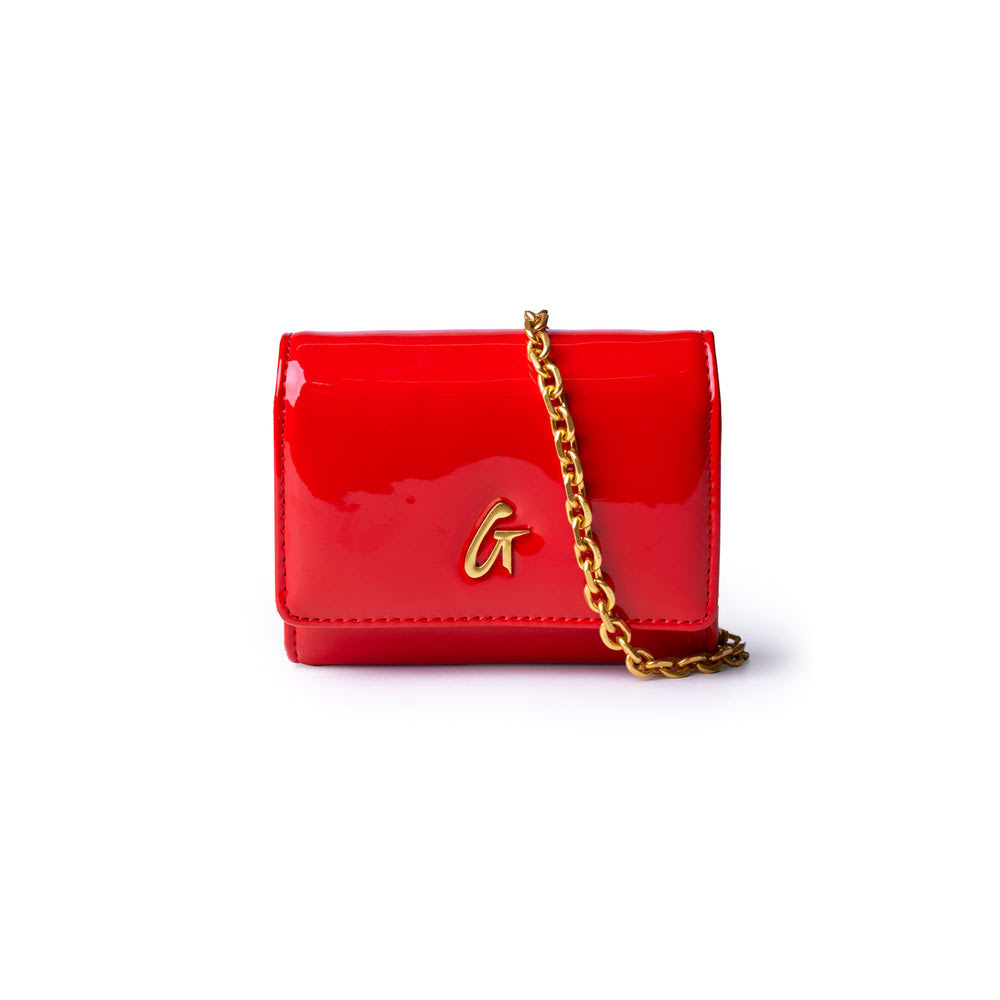 Mirrored Wallet With Chain - Red