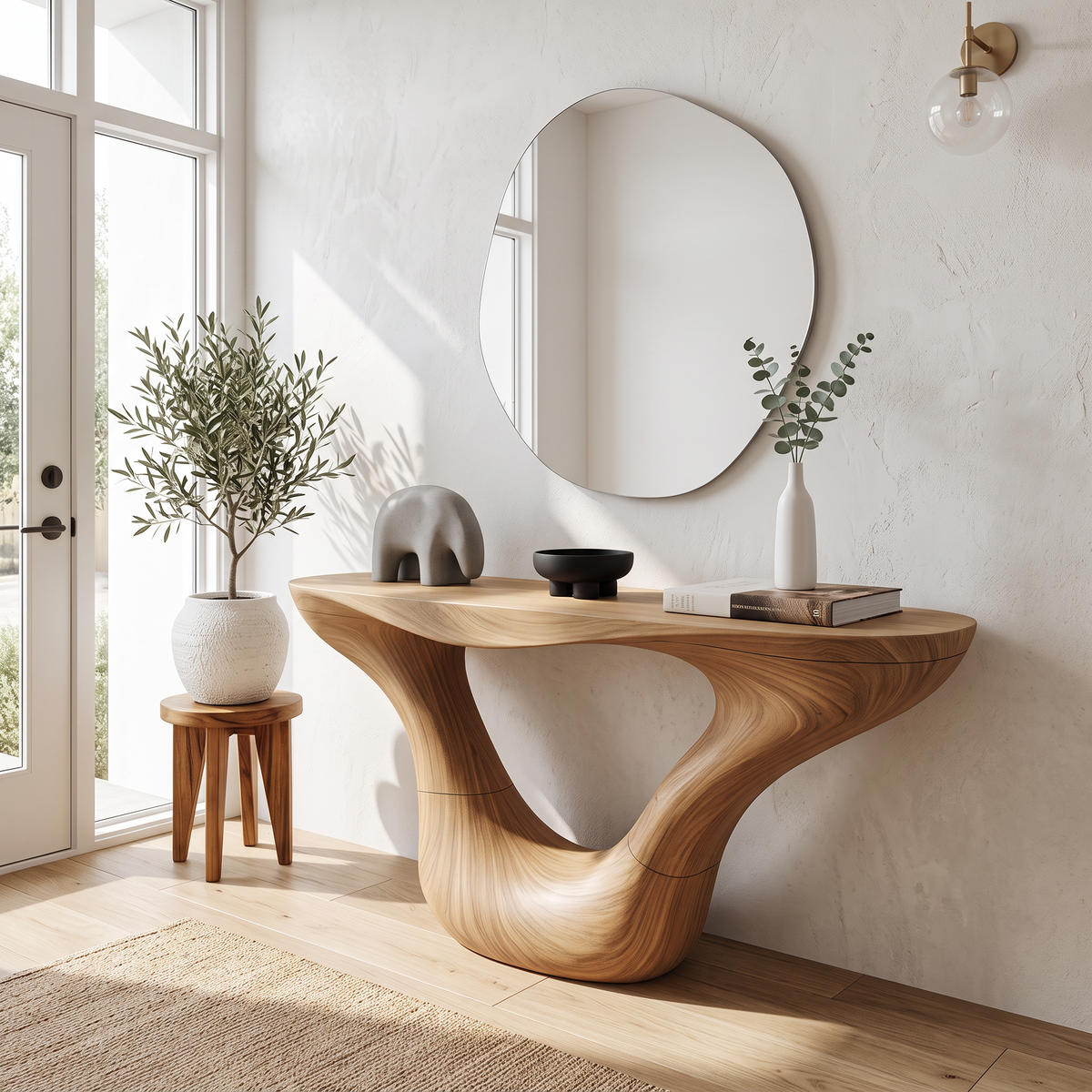 Mid-Century Solid Wood Console Table