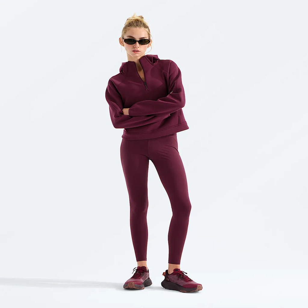 Women's Quarter-Zip Fleece Hoodie - Burgundy