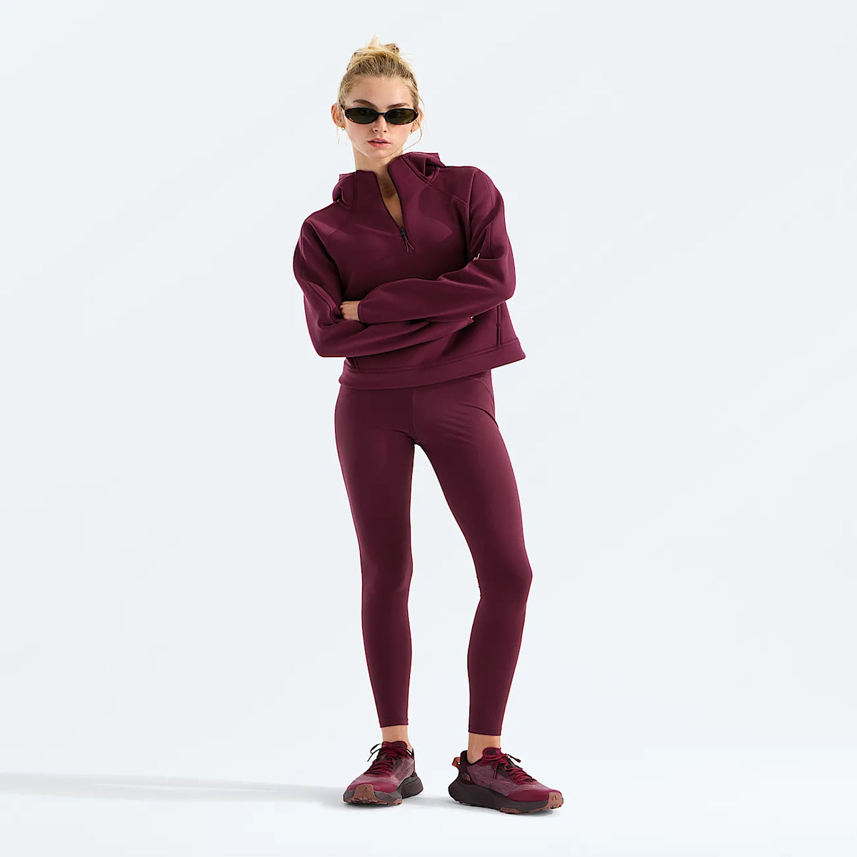Women's Quarter-Zip Fleece Hoodie - Burgundy