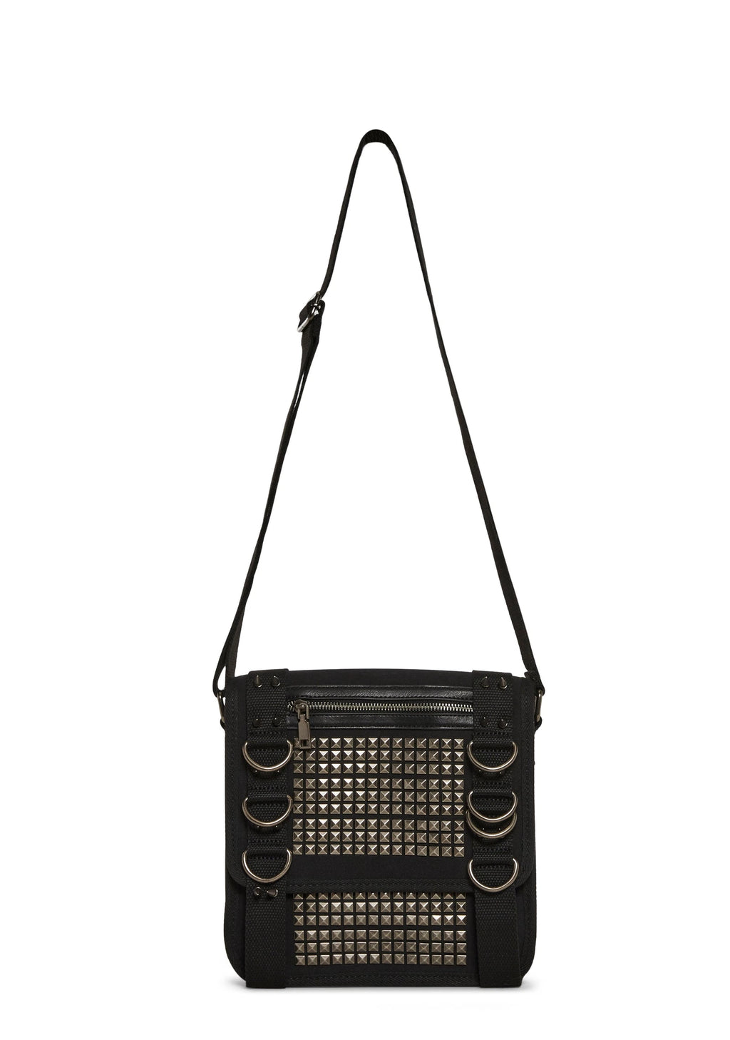 Studded Messenger Bag - Black