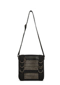 Studded Messenger Bag - Black