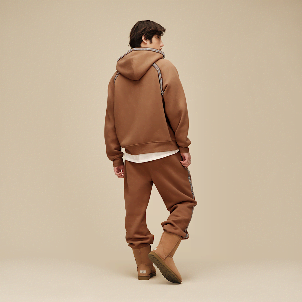 Men's Oversized Full-Zip Hooded Sweatshirt - Brown