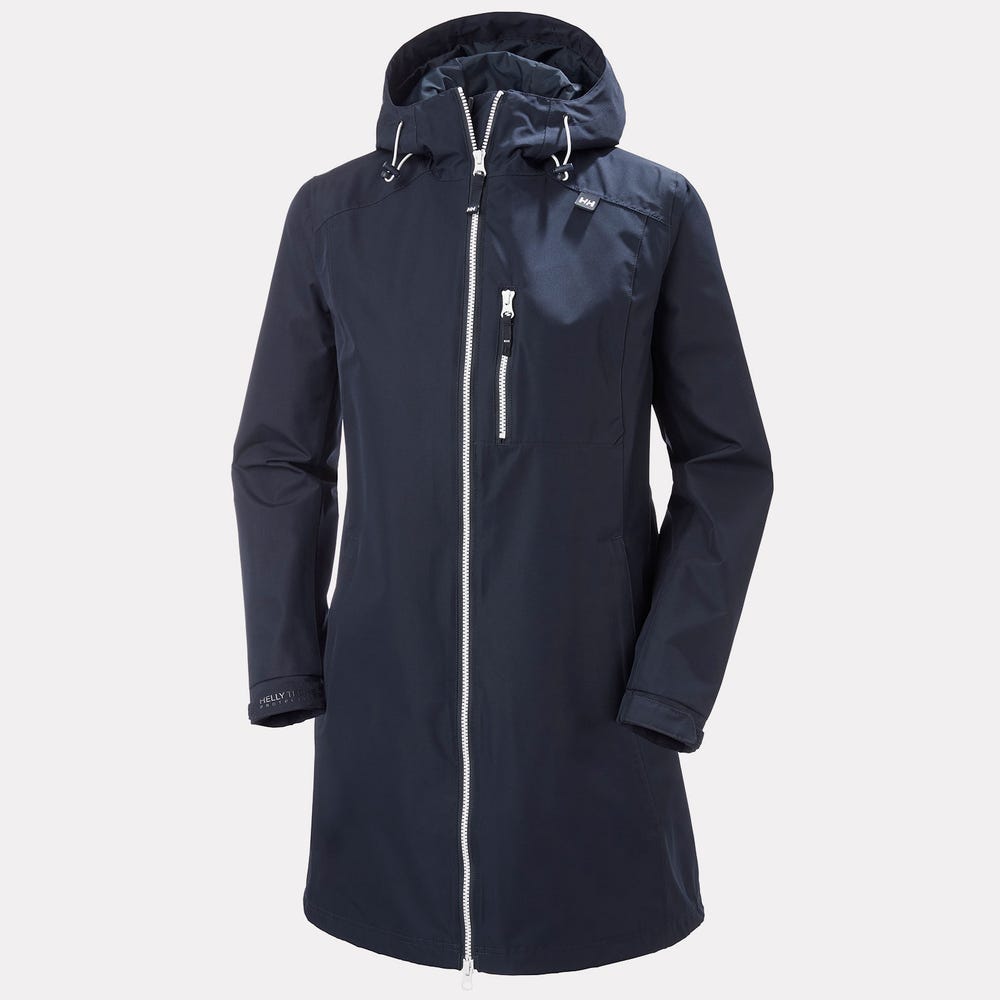 Women's Long Waterproof Rain Jacket - White