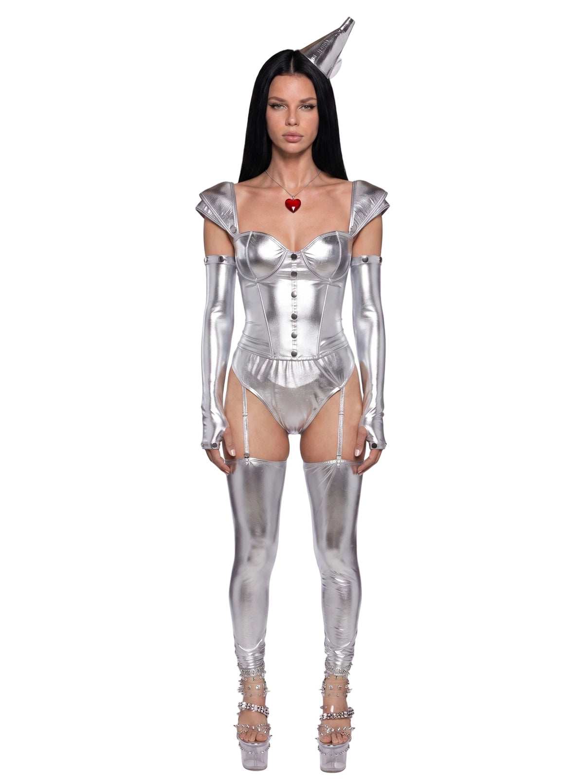 Metallic Corset Costume Set - Silver