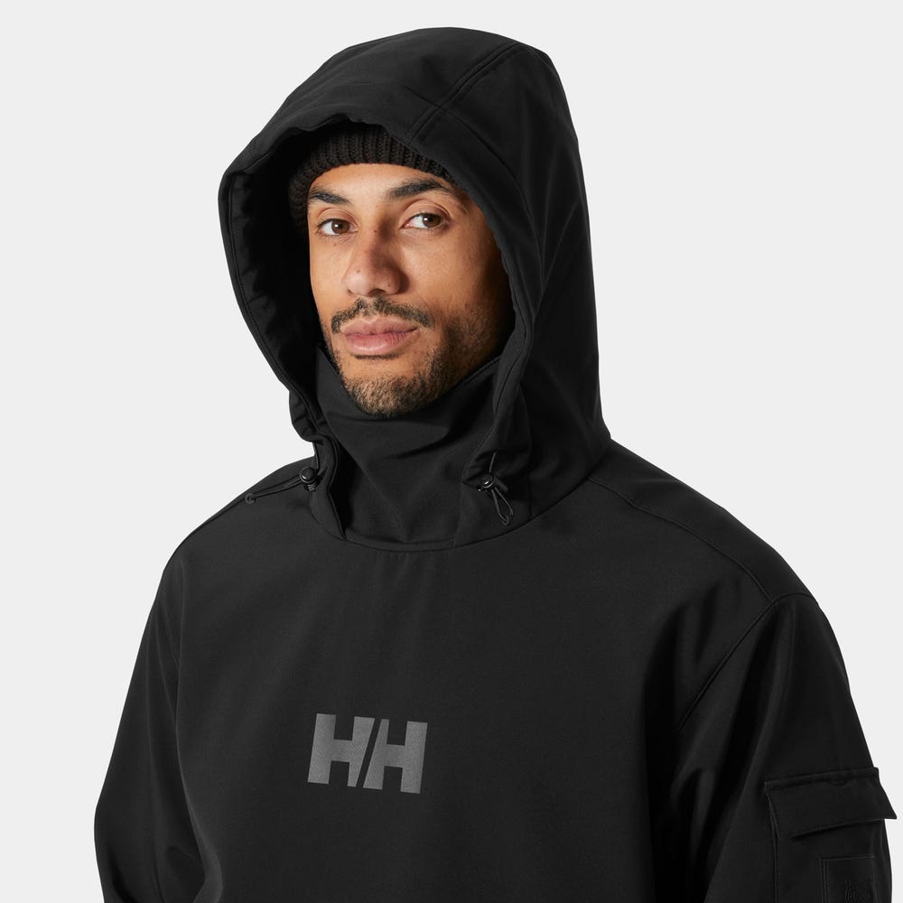 Unisex Fleece-Backed Softshell Hoodie - Black