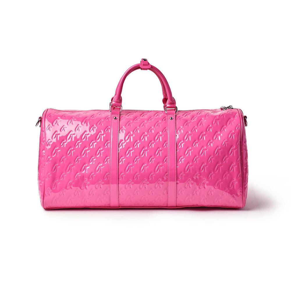 Mirrored Vegan Leather Duffle Bag - Hot Pink