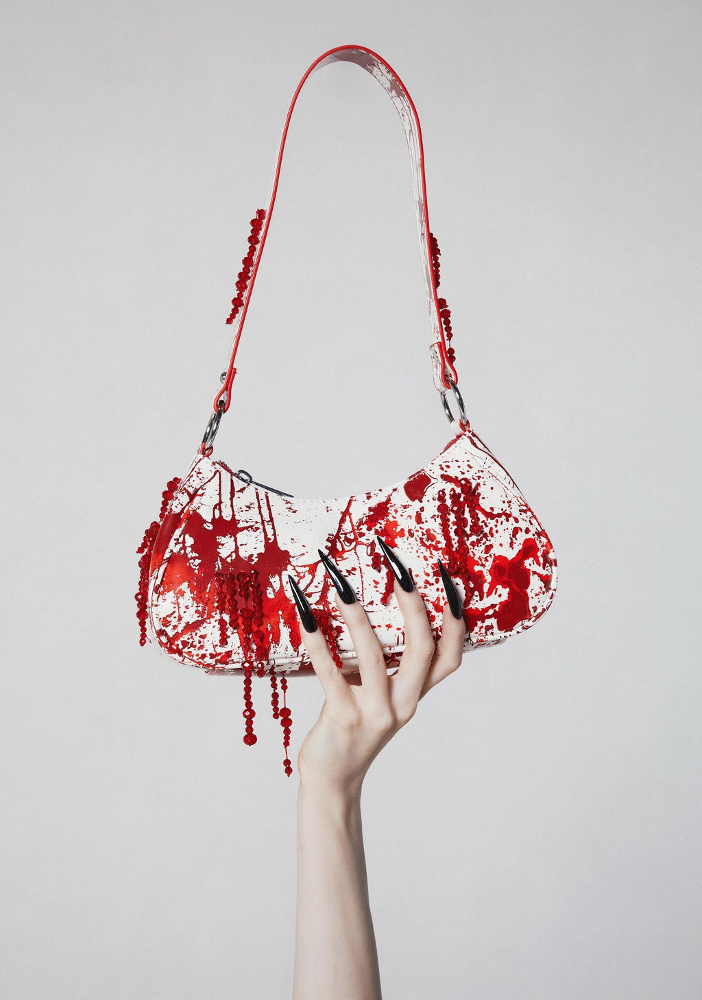 Red Splatter Faux Leather Shoulder Bag