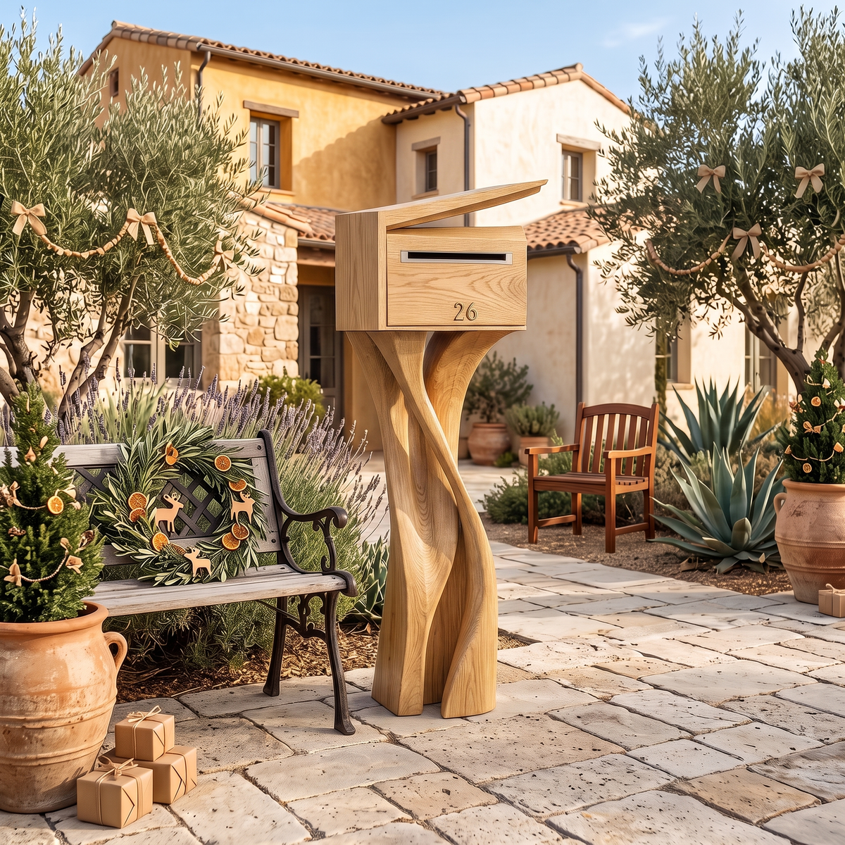 Handcrafted Solid Wood Sculpture Mailbox For Outdoor Furniture Decor