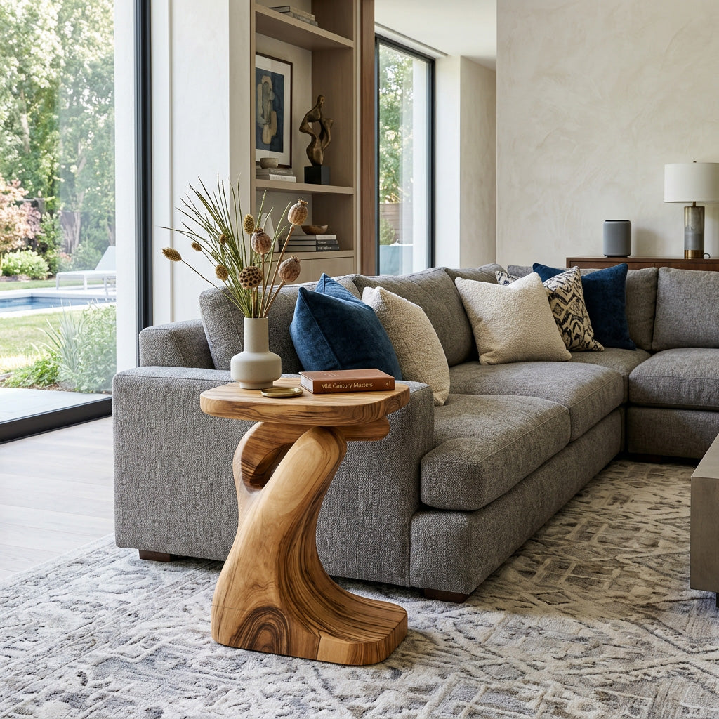 Modern Sculptural Side Table For Living Room Or Bedroom