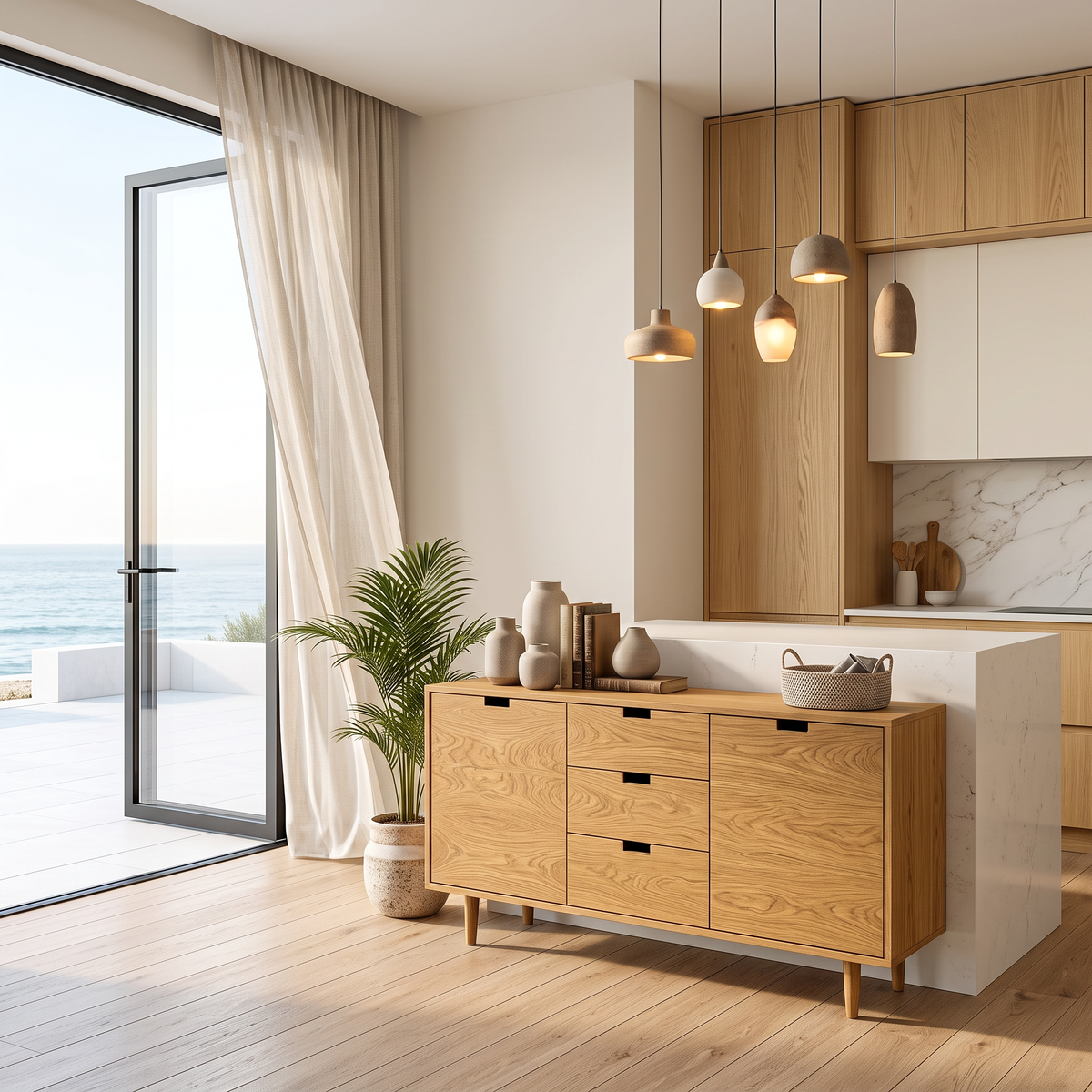 Contemporary Wooden Sideboard For Modern Living Room