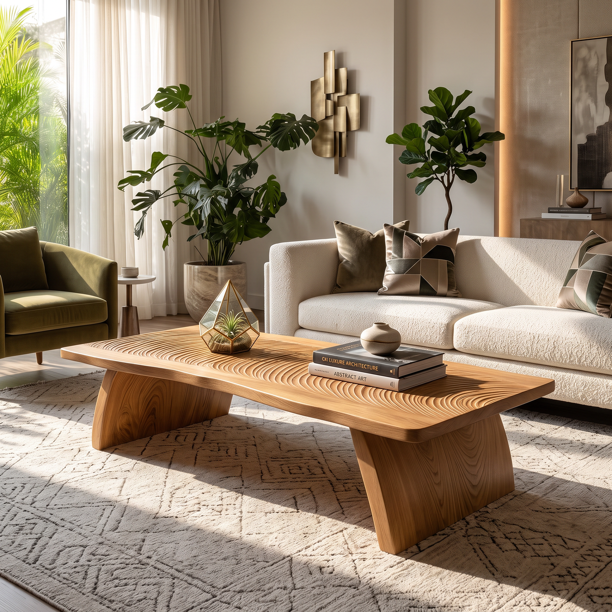 Farmhouse Mid Century Live Edge Coffee Table For Living Room