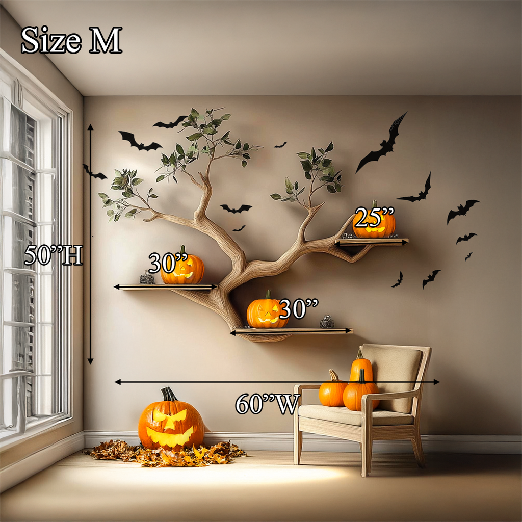 Rustic Wooden Tree Shelf
