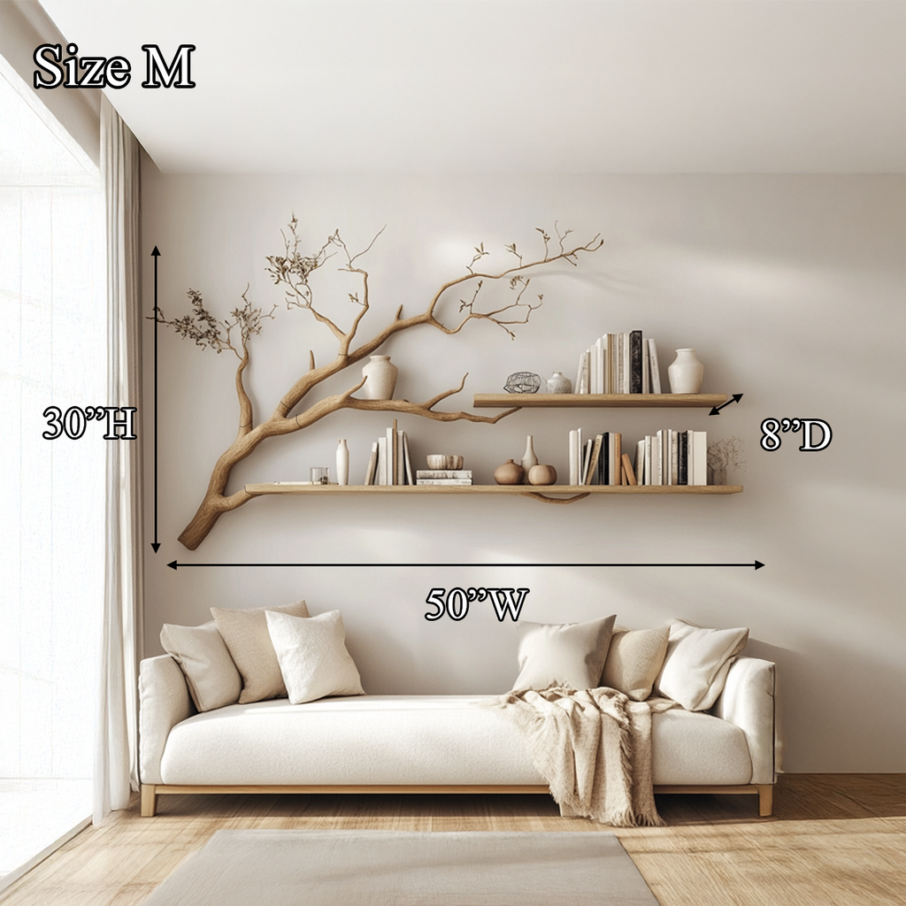Rustic Organic Tree Shelf Artistic Natural Living Space
