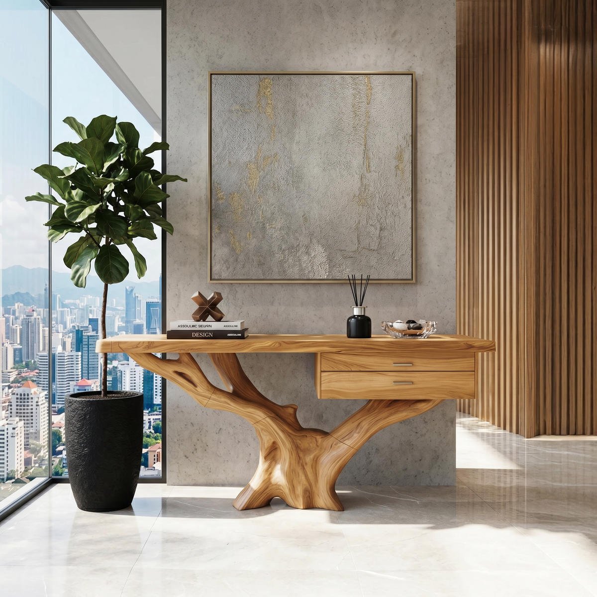 Mid Century Wooden Console Table