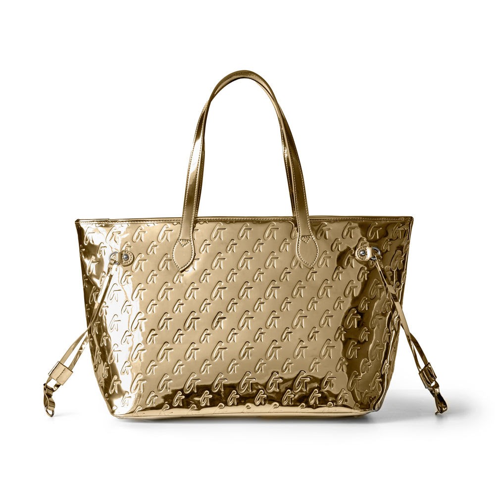 Metallic Vegan Leather Tote - Gold