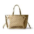 Metallic Vegan Leather Tote - Gold