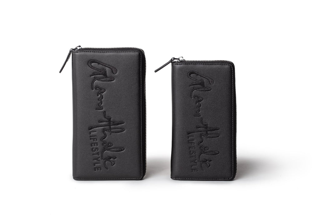 Large Vegan Leather Wallet - Black